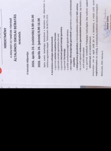 2026/2027-es tanév beíratkozás rendje