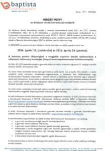 Hirdetmény az általános iskolai beiratkozás rendjéről